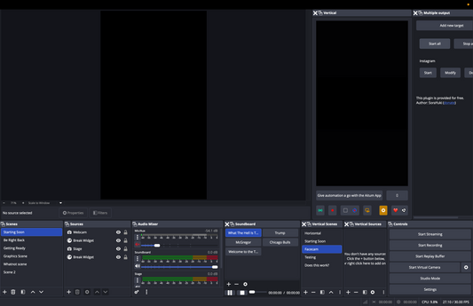 OBS setup and installation service for live card sellers — scene layout, audio, overlays