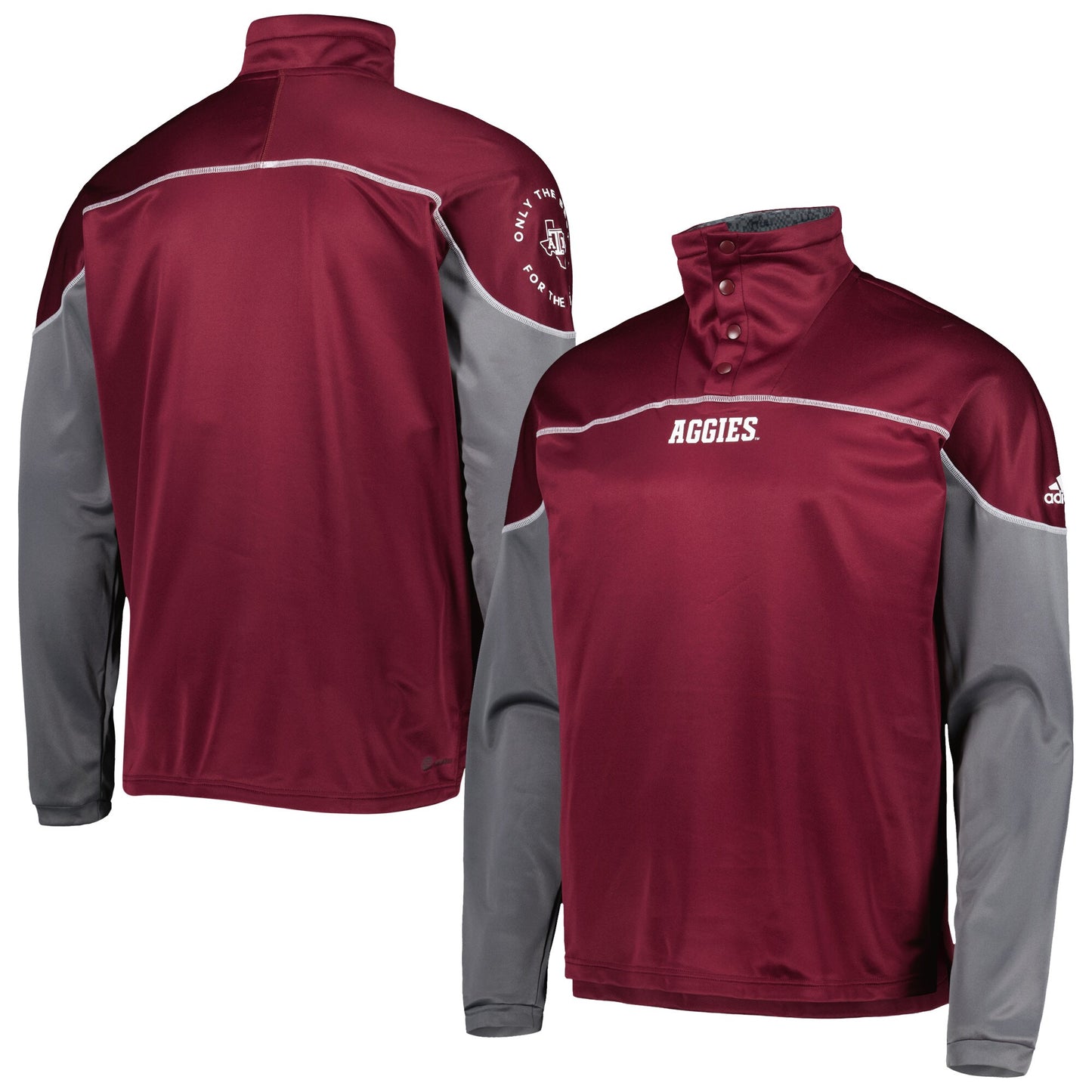 Texas A&M Aggies adidas AEROREADY Knit Quarter-Snap Jacket - Maroon - 2XL