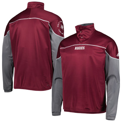 Texas A&M Aggies adidas AEROREADY Knit Quarter-Snap Jacket - Maroon - 2XL
