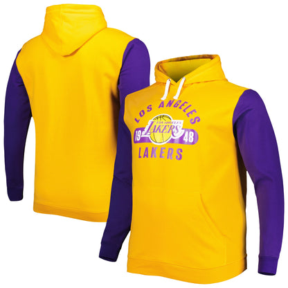 Los Angeles Lakers Fanatics Big &amp; Tall Bold Attack Pullover Hoodie - Gold/Purple - XLT