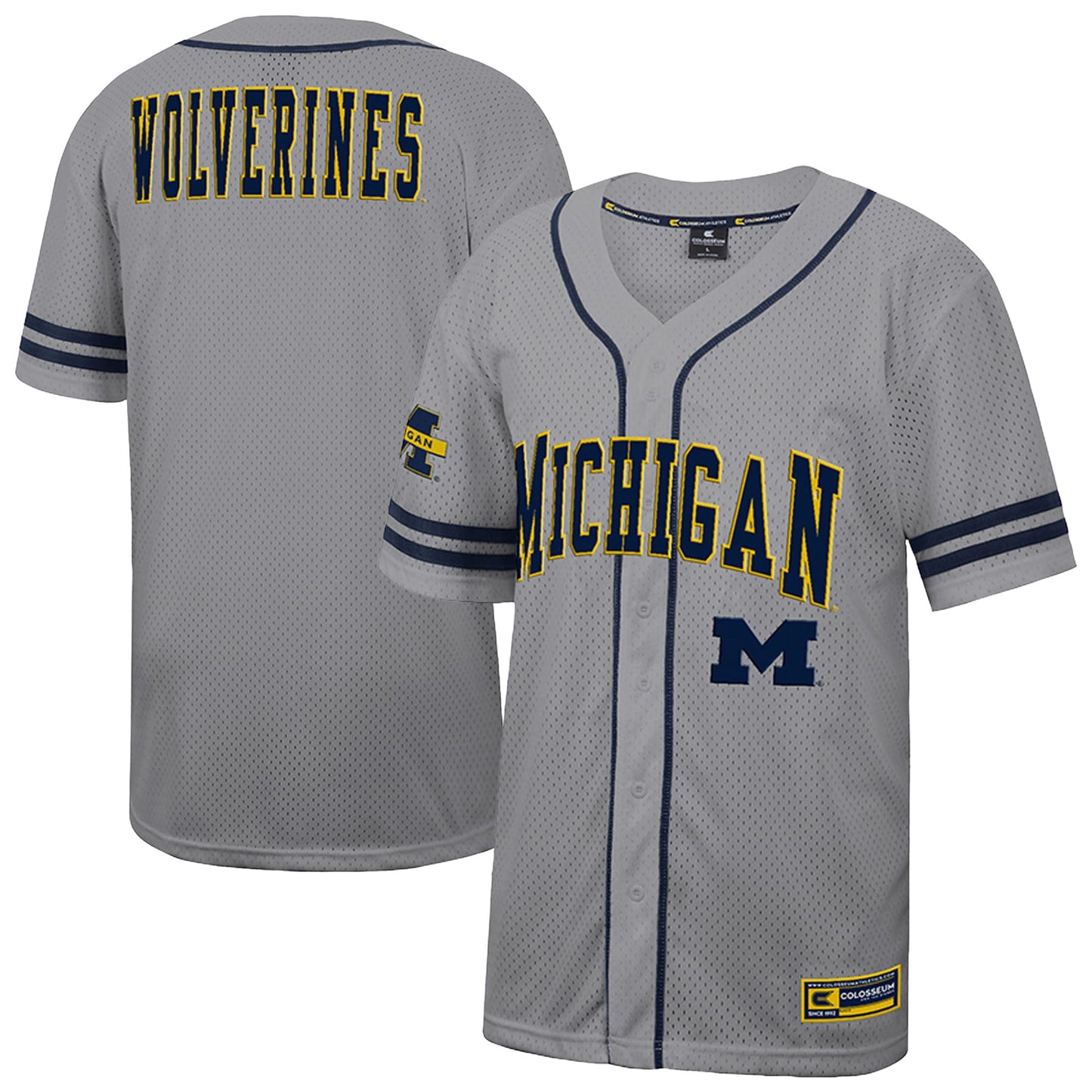 Michigan Wolverines Colosseum Free Spirited Baseball Jersey - Gray - XL