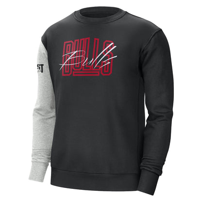 Chicago Bulls Nike Courtside Versus Force & Flight Pullover Sweatshirt - Black/Heather Gray