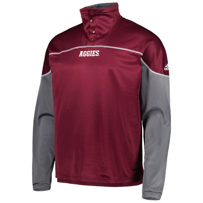 Texas A&M Aggies adidas AEROREADY Knit Quarter-Snap Jacket - Maroon - 2XL