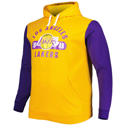 Los Angeles Lakers Fanatics Big &amp; Tall Bold Attack Pullover Hoodie - Gold/Purple - XLT