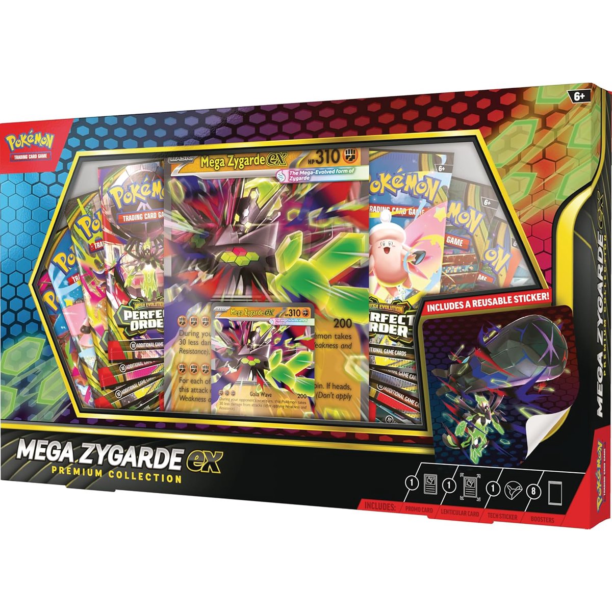 Pokémon TCG Mega Zygarde ex Premium Collection contents — 8 booster packs, foil promo and lenticular oversize card