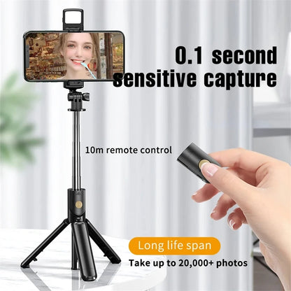 3-in-1 Bluetooth Tripod, Selfie Stick & Ring Light for Streamers