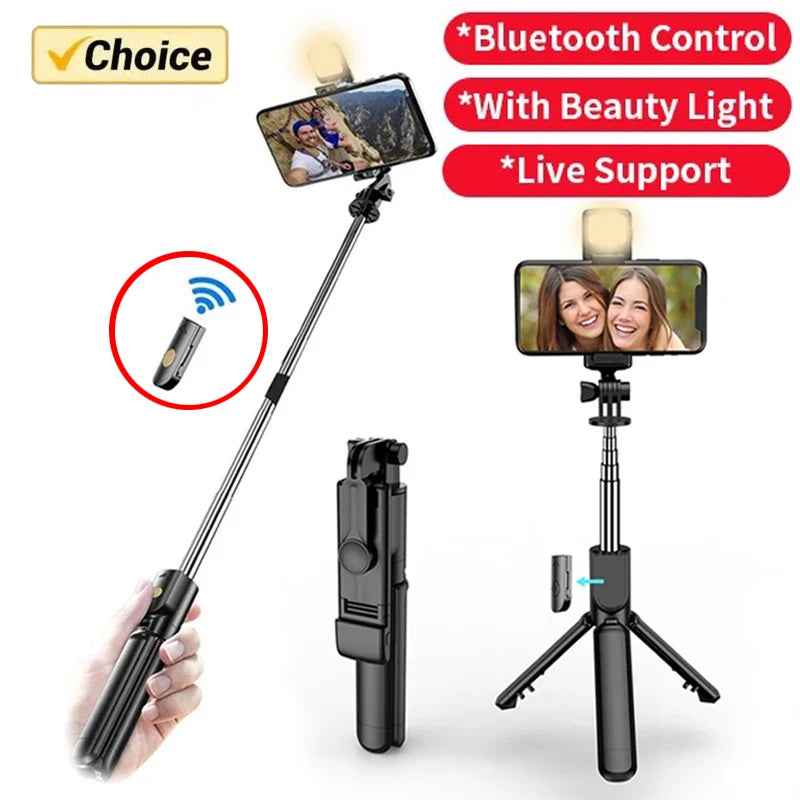 3-in-1 Bluetooth Tripod, Selfie Stick & Ring Light for Streamers