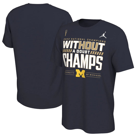 Michigan Wolverines Jordan 2023 National Champions T-Shirt - Navy - L