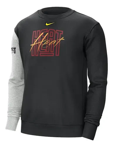 Miami Heat Nike Courtside Versus Force & Flight Pullover Sweatshirt - Black/Heather Gray
