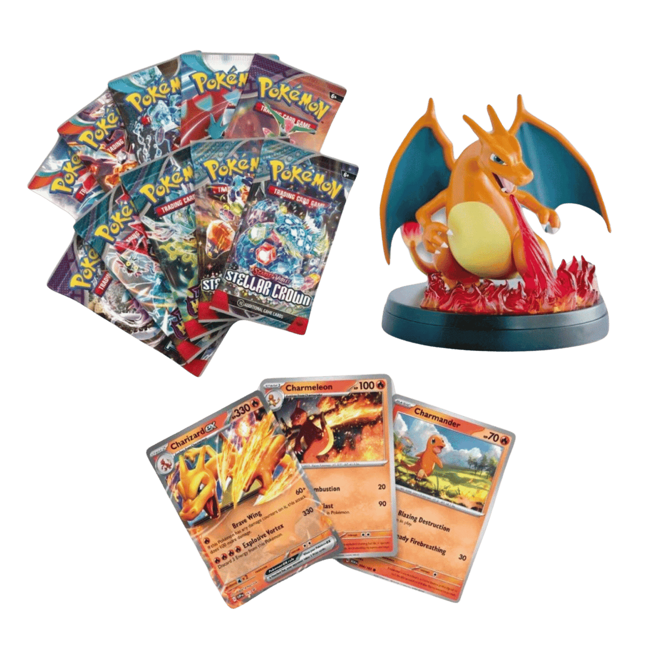 Charizard ex Super-Premium Collection — Charizard card-display figure with translucent fire effects