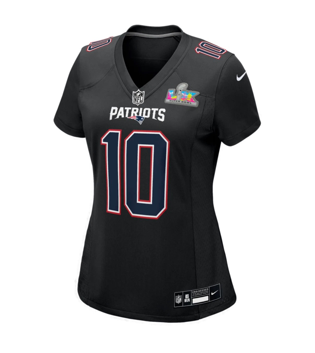 Drake Maye Patriots Nike Women's Super Bowl LX Game Jersey - Black - L
