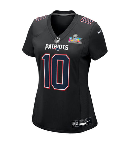 Drake Maye Patriots Nike Women's Super Bowl LX Game Jersey - Black - L