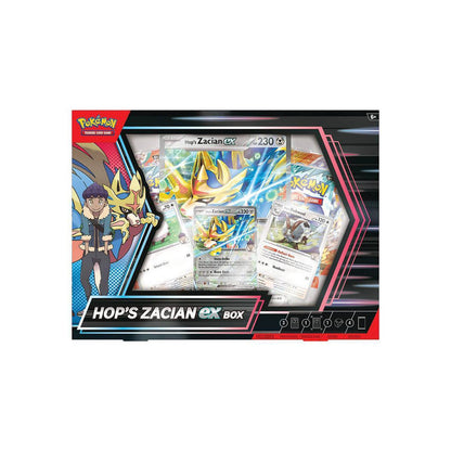 Pokémon TCG Hop's Zacian ex Box — contents including four booster packs and foil cards