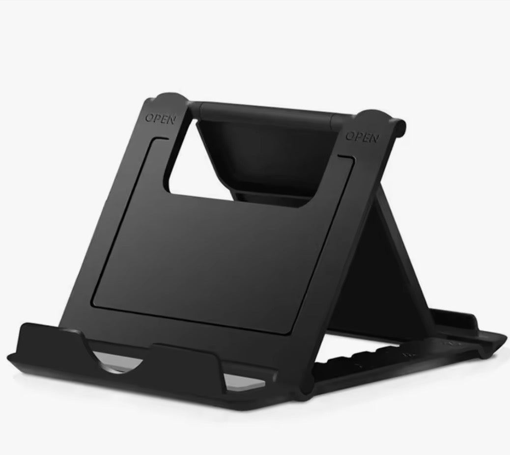 Adjustable trading card display stand in pink — front view