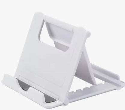 Adjustable trading card display stand in silver — front view