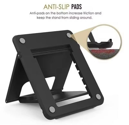 Adjustable trading card stand folded flat for storage