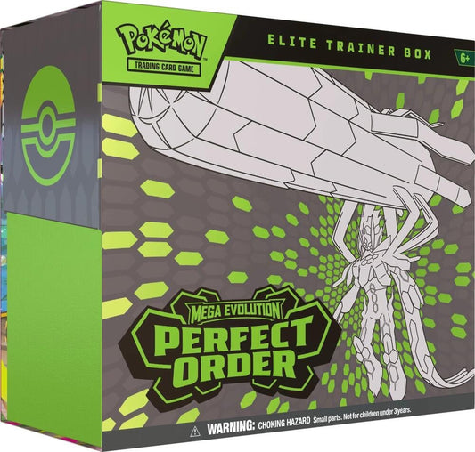 Pokémon TCG Mega Evolution Perfect Order Elite Trainer Box featuring Mega Zygarde — factory sealed