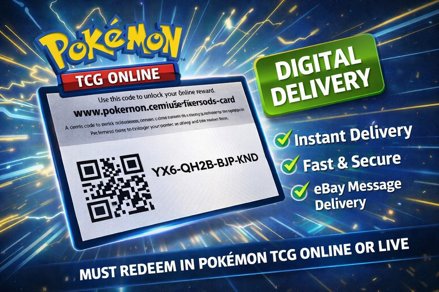 Pokémon TCG Live Code Cards — Random Unused Codes (Choose Bundle Size)
