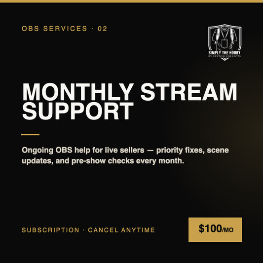 Monthly Stream Support Retainer – OBS Help for Live Sellers