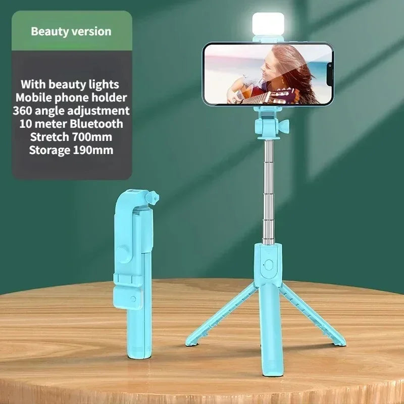 Selfie Stick with Light Wireless Tripod Stand Bluetooth Remote Extendable for iPhone Android Phone Live Streaming Vlog