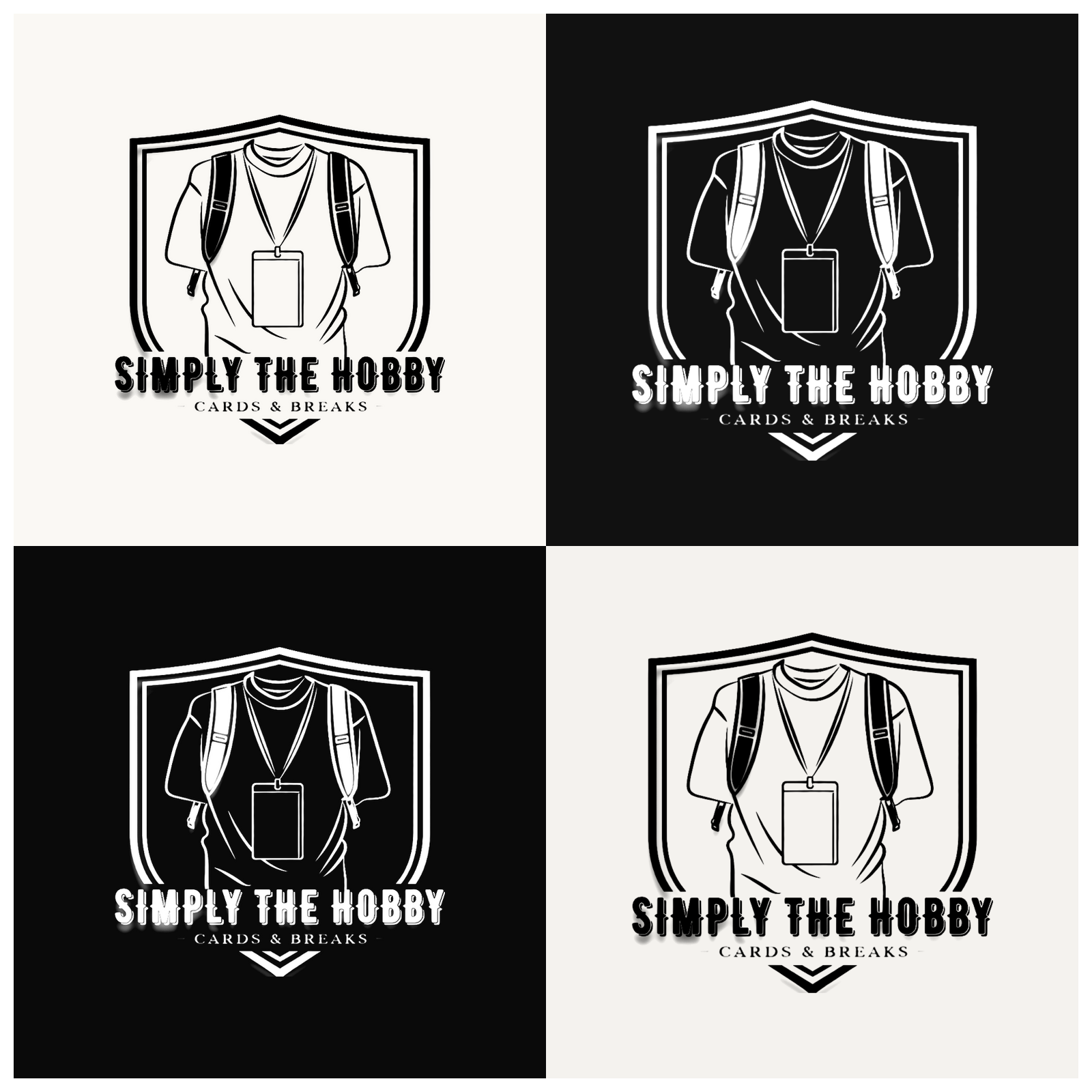 Master brand design service example — complete brand identity kit showing logo design in light and dark applications
