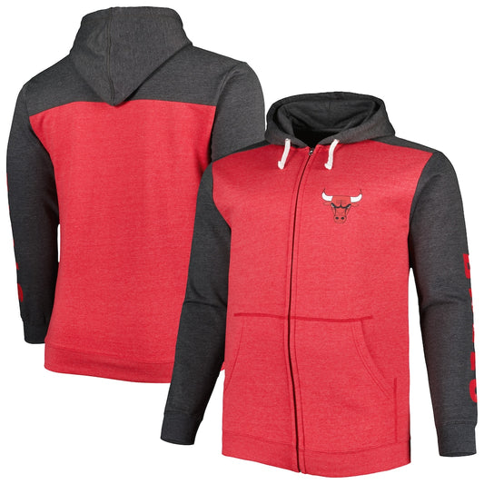 Chicago Bulls Fanatics Big & Tall Full-Zip Hoodie - Red/Black - 2XB