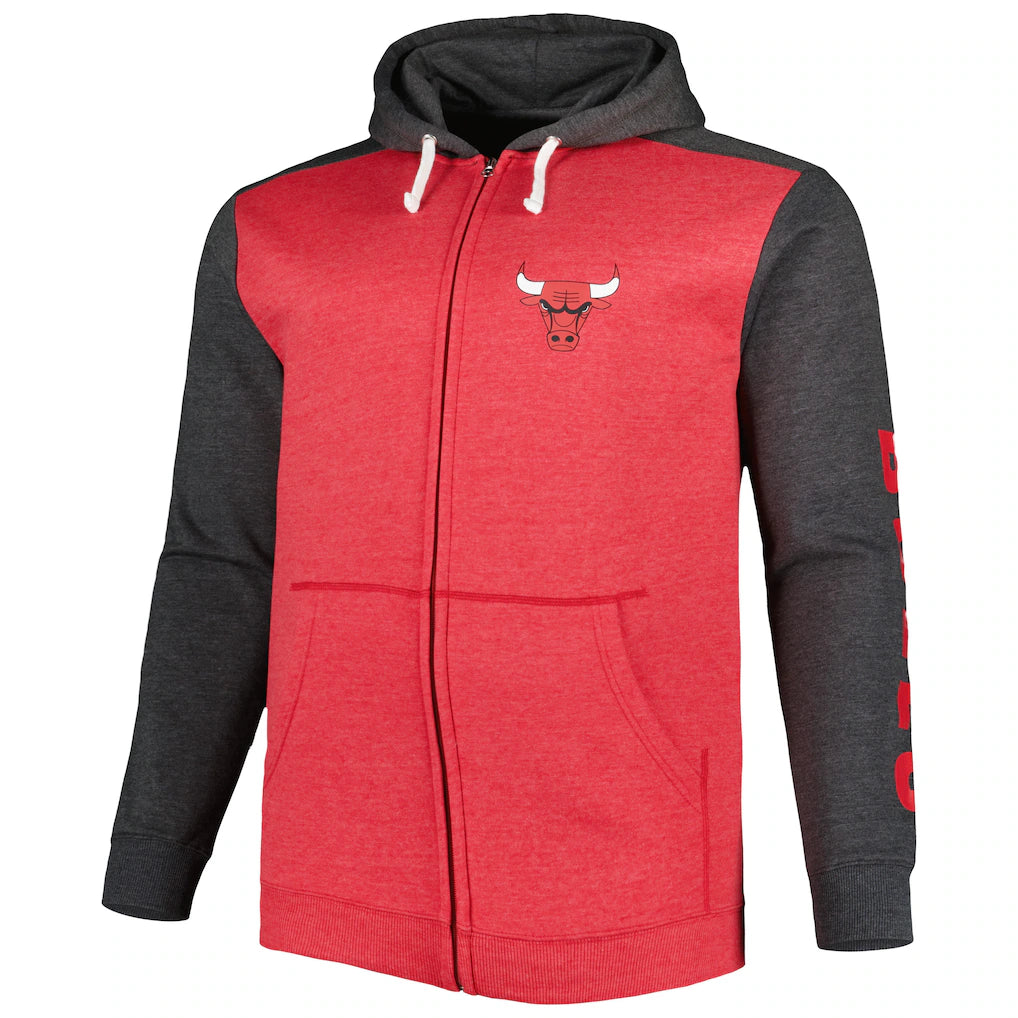 Chicago Bulls Fanatics Big & Tall Full-Zip Hoodie - Red/Black - 2XB