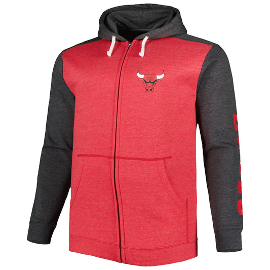 Chicago Bulls Fanatics Big & Tall Full-Zip Hoodie - Red/Black - 2XB