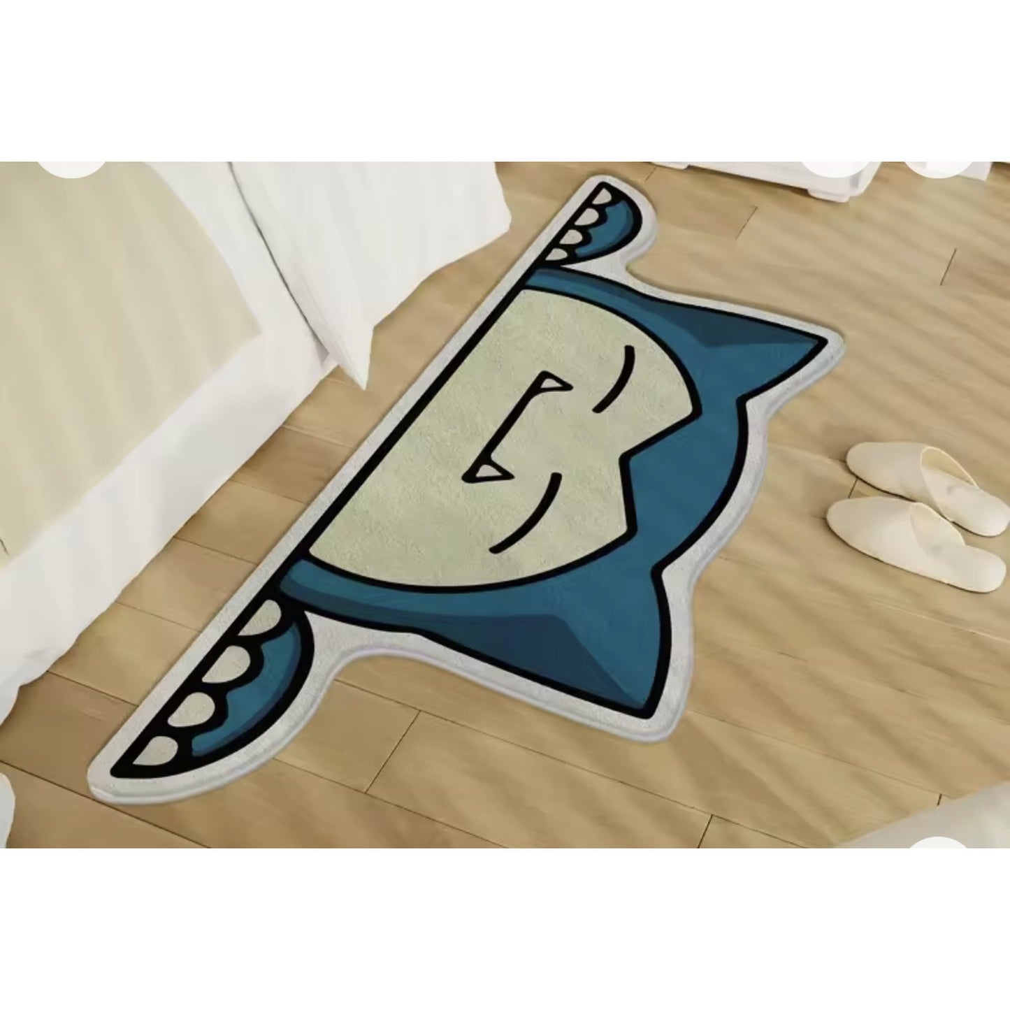 Sleepy anime rug with slippers — soft cartoon room decor for fans and collectors