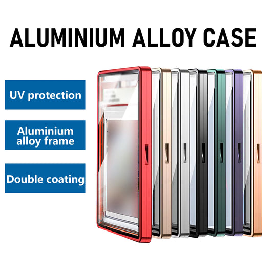 Aluminum PSA slab case in black with magnetic closure — front view