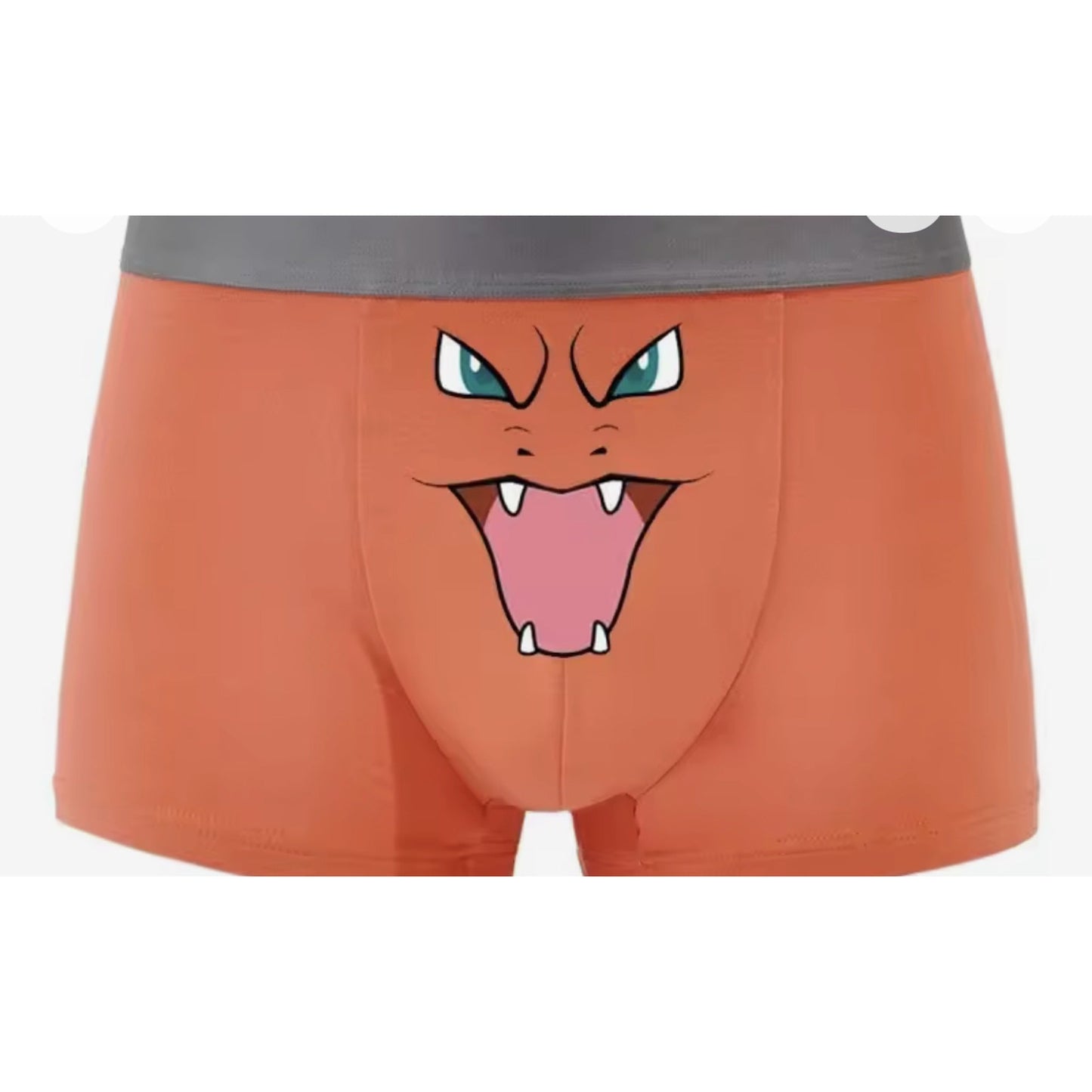 Charizard orange anime graphic boxer briefs — bold print men's underwear