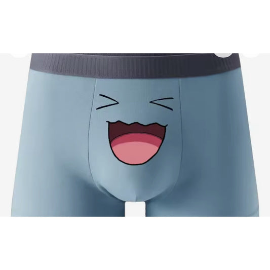 Squirtle blue anime graphic boxer briefs — soft stretch men's underwear