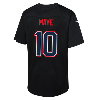 Drake Maye Patriots Nike Youth Super Bowl LX Jersey - Black - Yth L